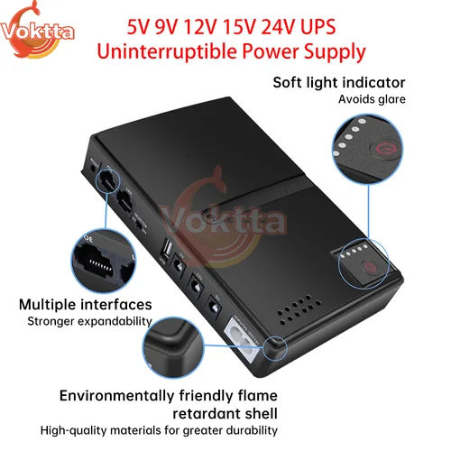 Fuente de alimentación ininterrumpida UPS de 5V, 9V, 12V, 15V, 24V, DC18W, 1018L, Mini UPS de gran capacidad, adaptador de corriente de respaldo para enrutador WiFi