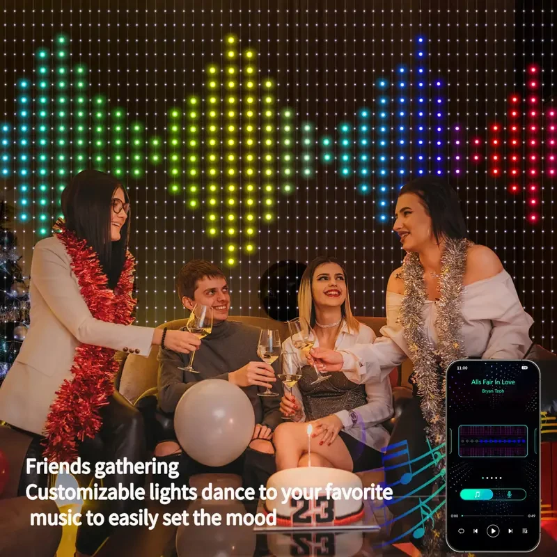 2 متر/3 متر الذكية الستار ضوء لتقوم بها بنفسك تطبيق ديناميكي عرض عطلة أضواء الزخرفية 400 LED سلسلة أضواء أضواء ملونة RGB