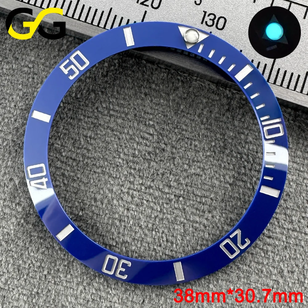 38mm * 30.7mm/38.5mm * 31mm Ceramic Bezel SUB High-quality Watch Parts Accessories Sloped Blue Luminous