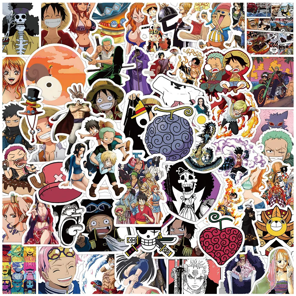 

10/30/50pcs Cool ONE PIECE Anime Stickers Cartoon Decals Graffiti Suitcase Laptop Phone Diary Waterproof Kids Fun Stickers Gifts