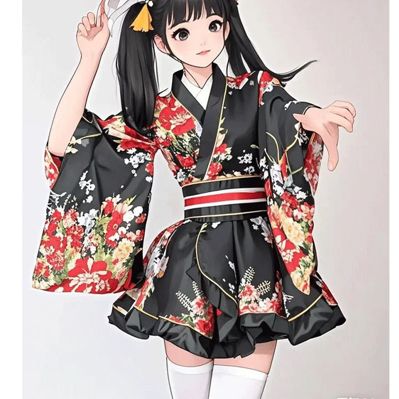 

Japanese Kimono Formal Yukata Nightgown Cos Animation Performance Photo Improvement Traditional Dance Home Clothing