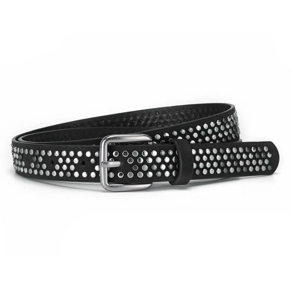 العصرية دبوس مشبك الجلد المدبوغ برشام حزام فاخر تصميم الرجعية الأعمال حزام الخصر عادية الشرير زنار مقترنة مع التنانير الجينز