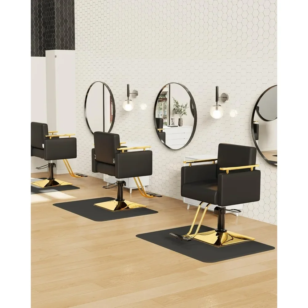 Schwarzer und goldener Salonstuhl, bequemer Haarstuhl für Friseur, Premium-Salonstuhl für Friseur mit 360° ° Wirbel