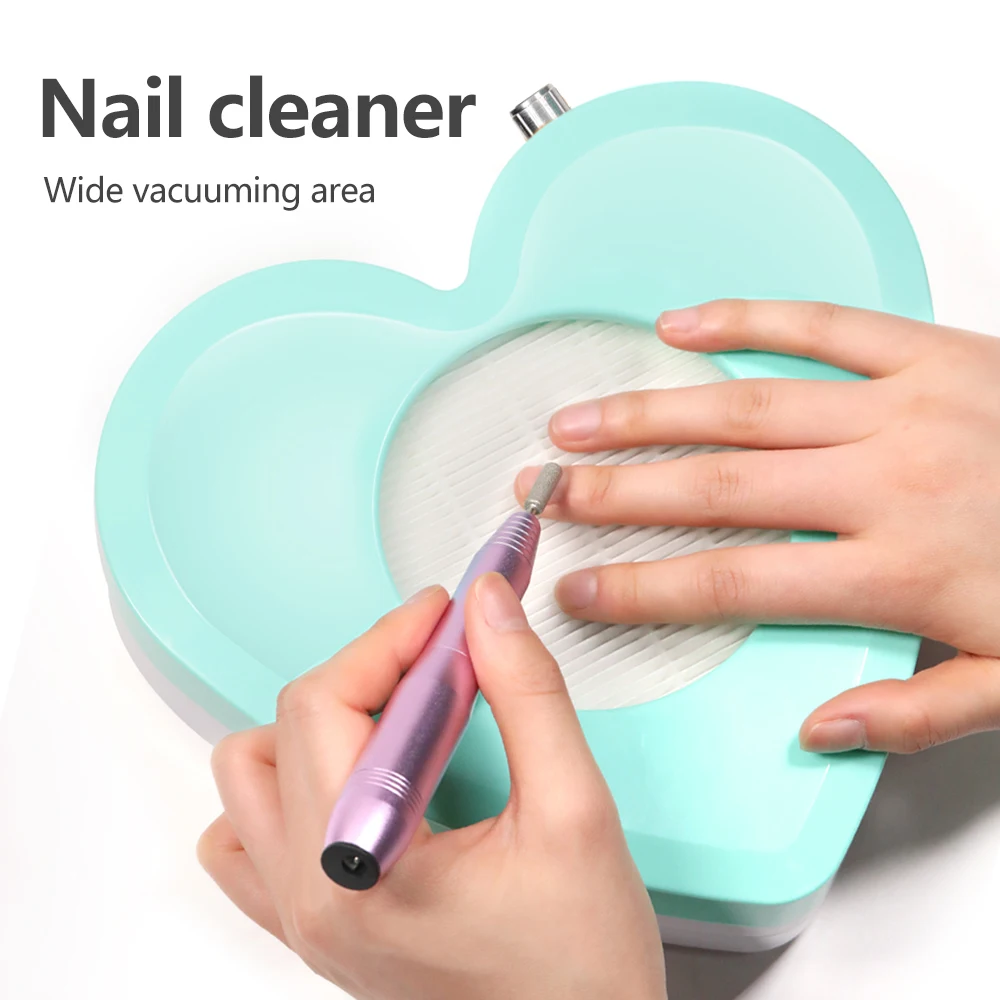 

HALAIMAN Green Heart Nail Dust Collector Vacuum Cleaner Gel Nails Dust Extractor Salon Equipment Nails Cleaner For Manicure