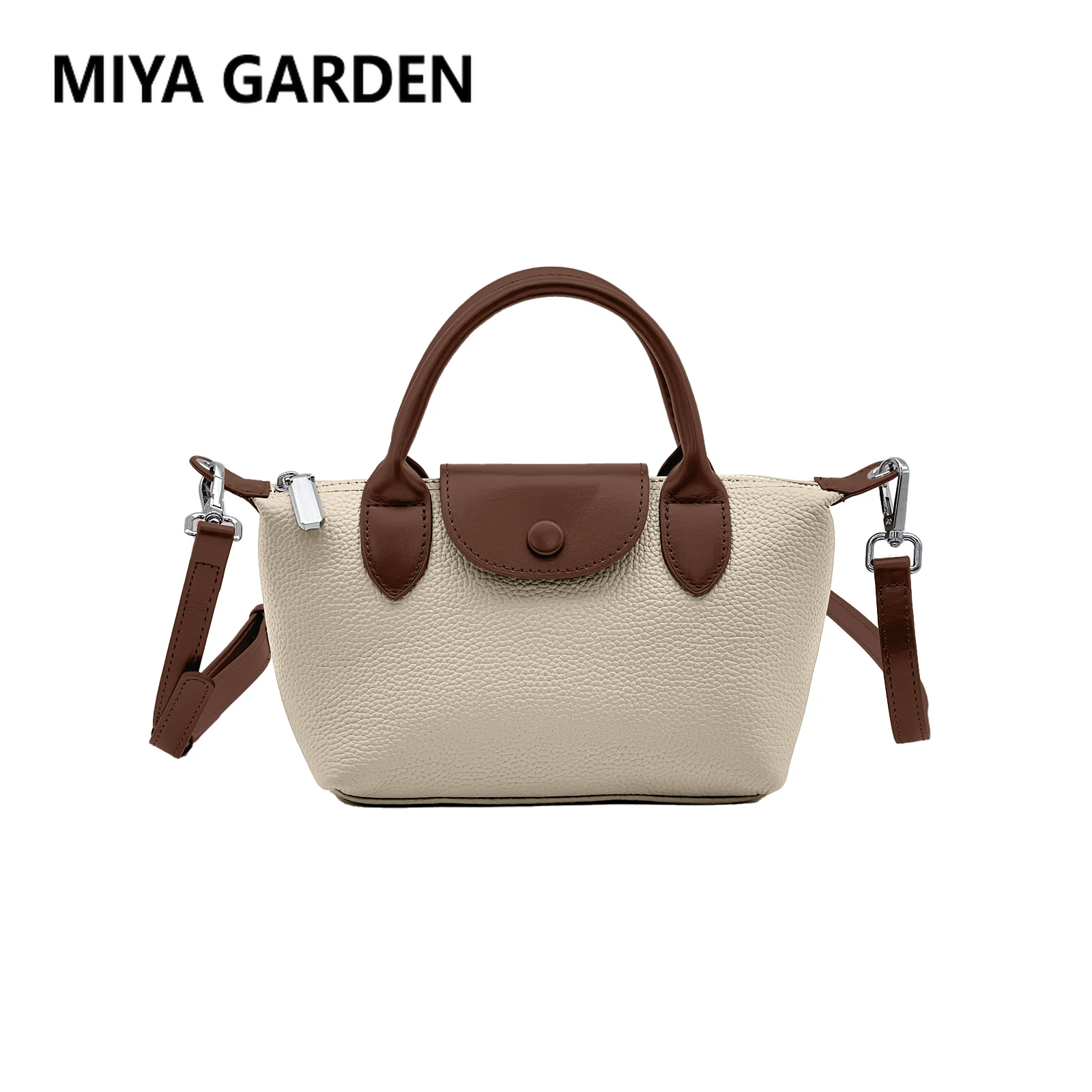 MIYA GARDEN Leather Women's Bag 2024 New High Quality Soft Leather Lychee Grain Shoulder Bag Simple Ladies Crossbody Bag Handbag