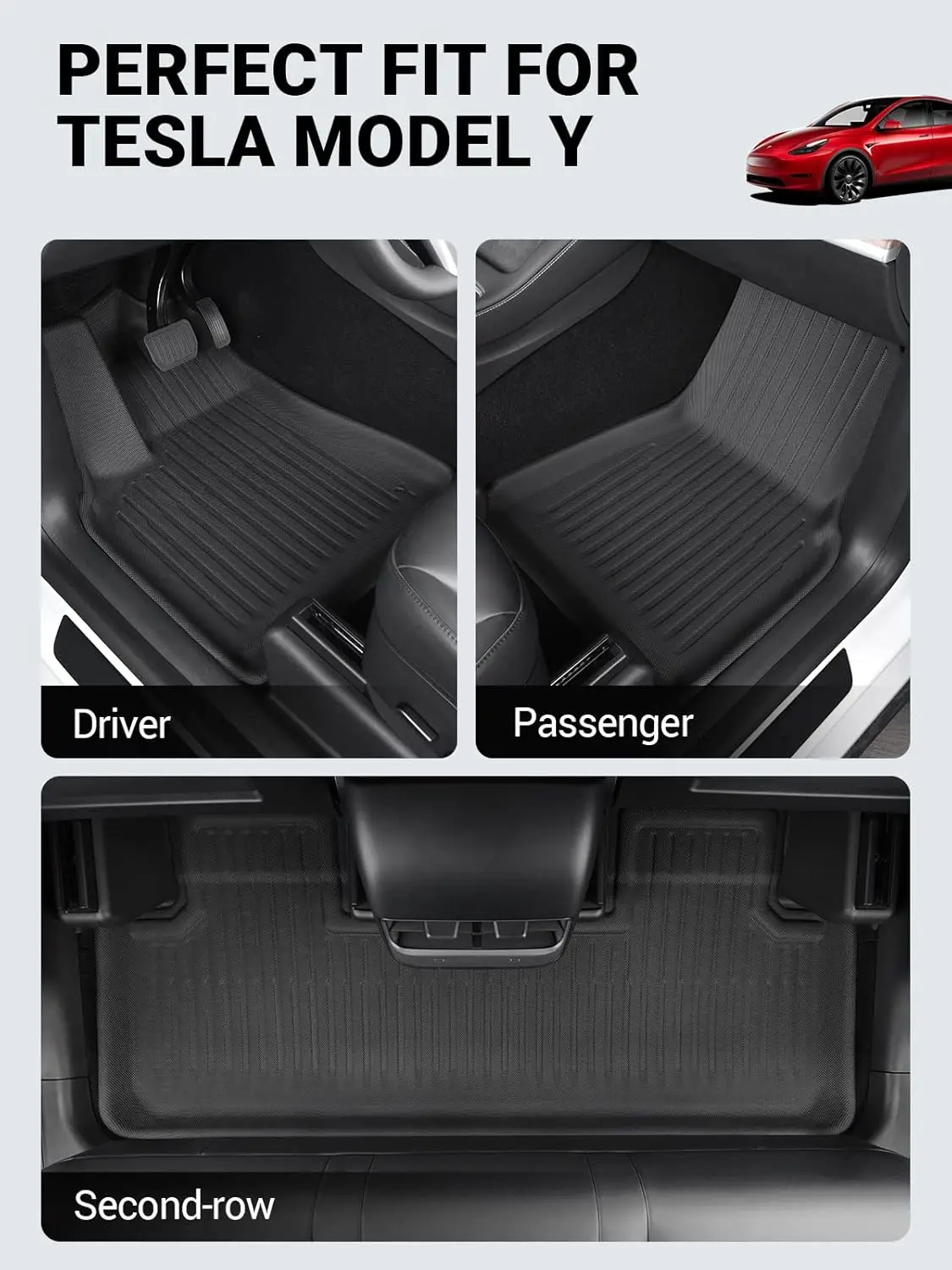 For Tesla Model Y 2017-2024 XPE Floor Mats & Cargo Liners. All Weather Trunk Floor Mat Waterproof Left & Right Hand Drive