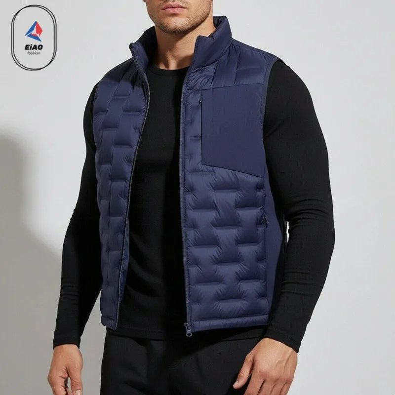 

EIAO Mens Outdoor Down Vest High Quality 90 White Duck Fill Sports Waistcoat Sleeveless Jacket Thermal Insulated Warm Top
