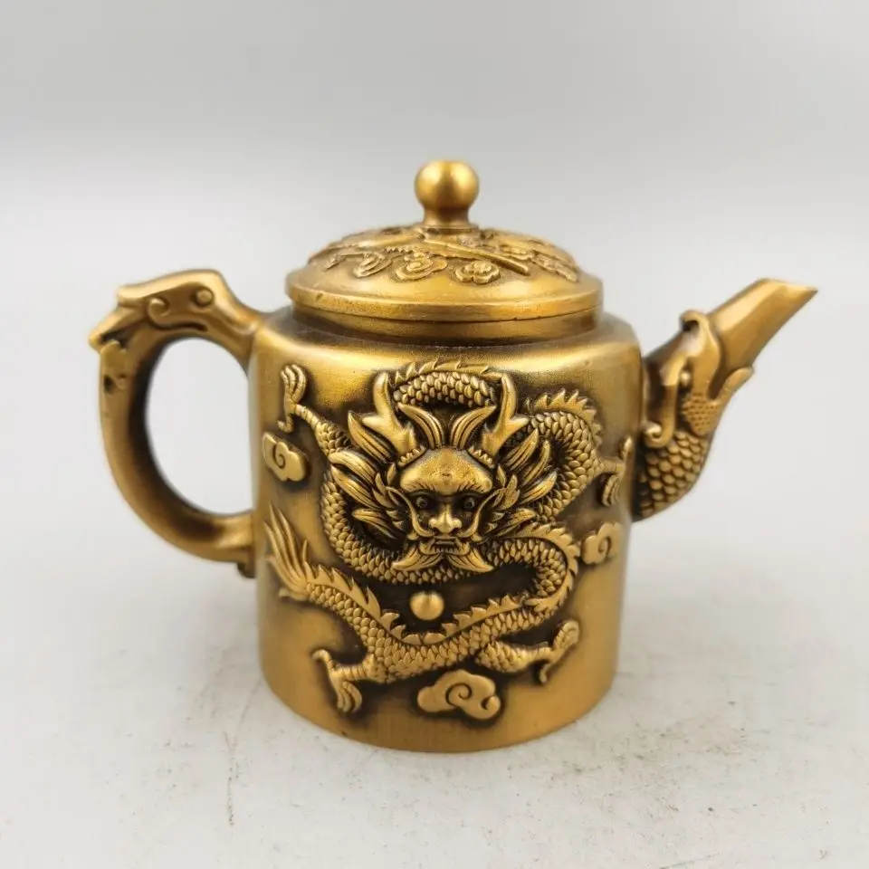 Retro Dragon Cloud Pattern Teapot Ornament Decoration Tea Pet Figurines Desk Decor Accessories