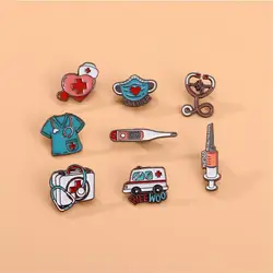 Cute Cartoon Medical Items Collection Enamel Brooch Creative Doctor Nurse Lapel Pin Badge Backpack Clothing Hat Accessories
