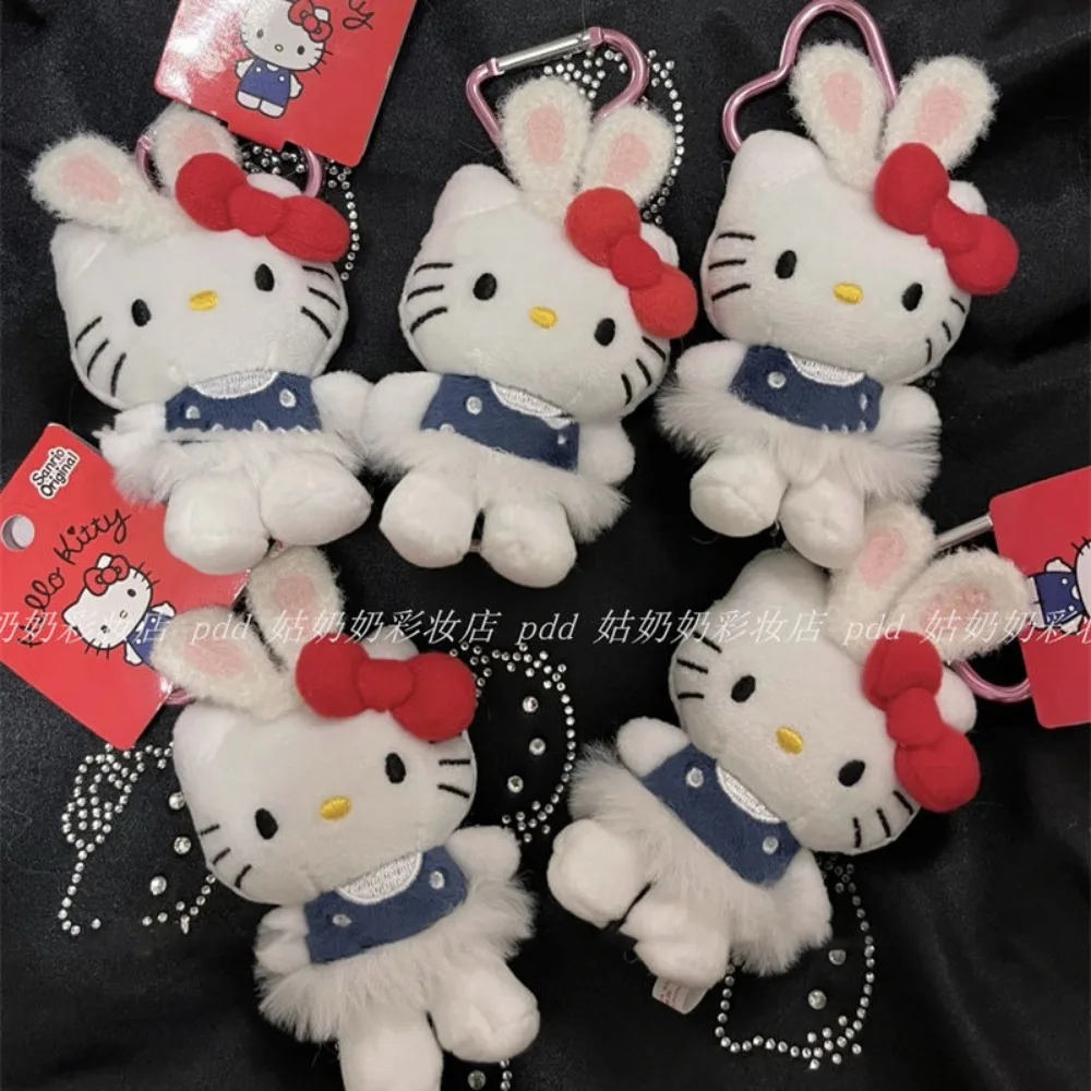 Hello Kitty Pluche Sleutelhanger Miniso 11 cm Echt Klein Konijn Cross Dressing Serie Rok KT Kat Knuffels Pop Hanger Meisjes Gift