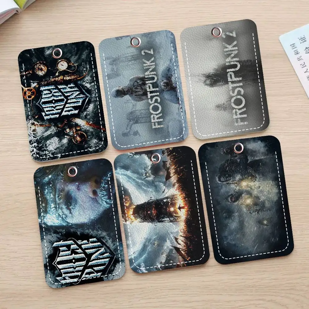 حامل بطاقات مطبوع شخصي من Game F-Frostpunk مناسب لحامل بطاقات الباب للفتيات وسلسلة مفاتيح حامل شارة للنساء #1