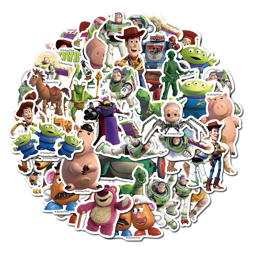 

10/30/50pcs Disney Funny Toy Story Anime Stickers Cartoon Buzz Lightyear Alien Decals for Laptop Scrapbook Luggage Cute Sticker