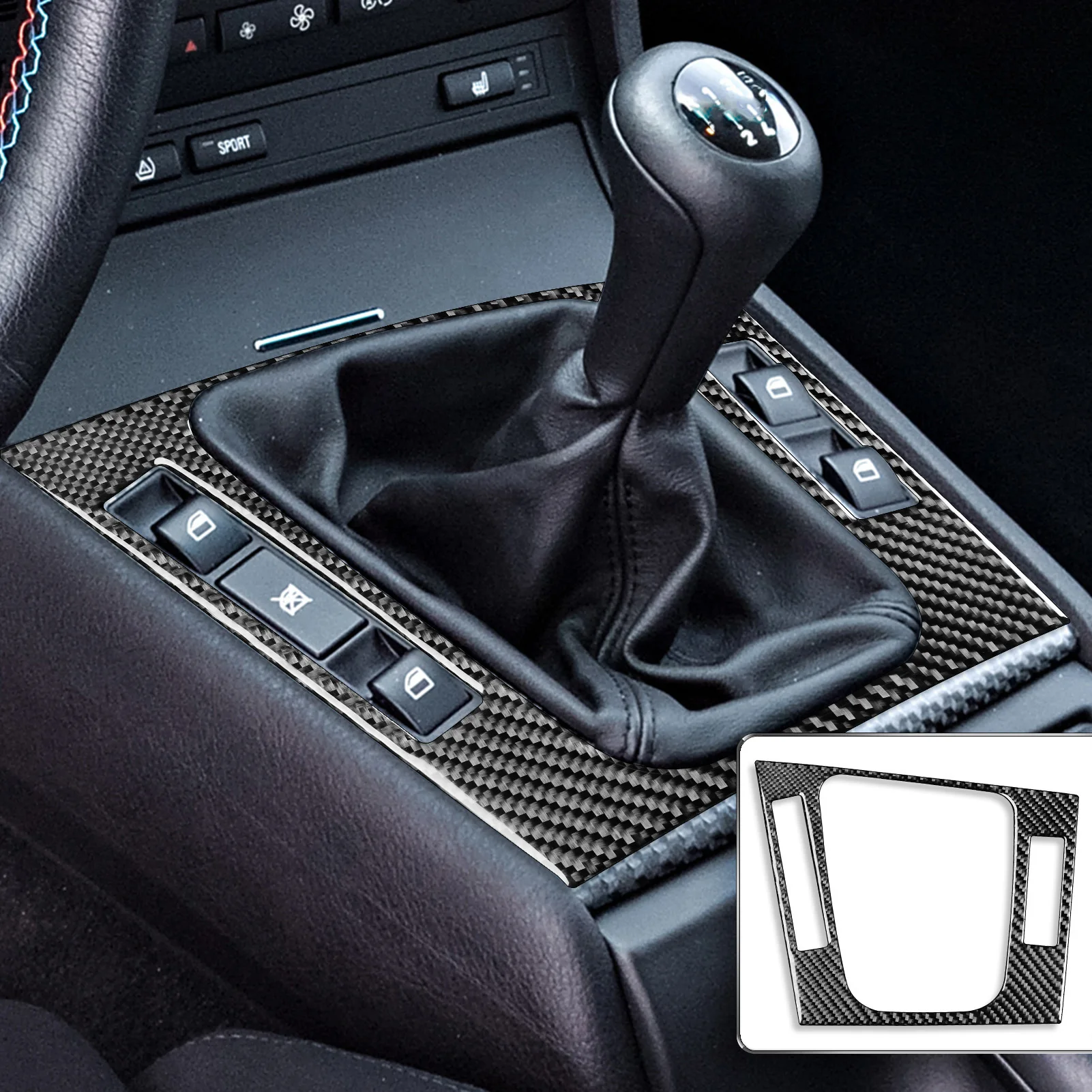 For BMW E46 1998-2005 Carbon Fiber centre Gear Shift Panel Trim Cover Car Interior Accessories Decorative Stickers
