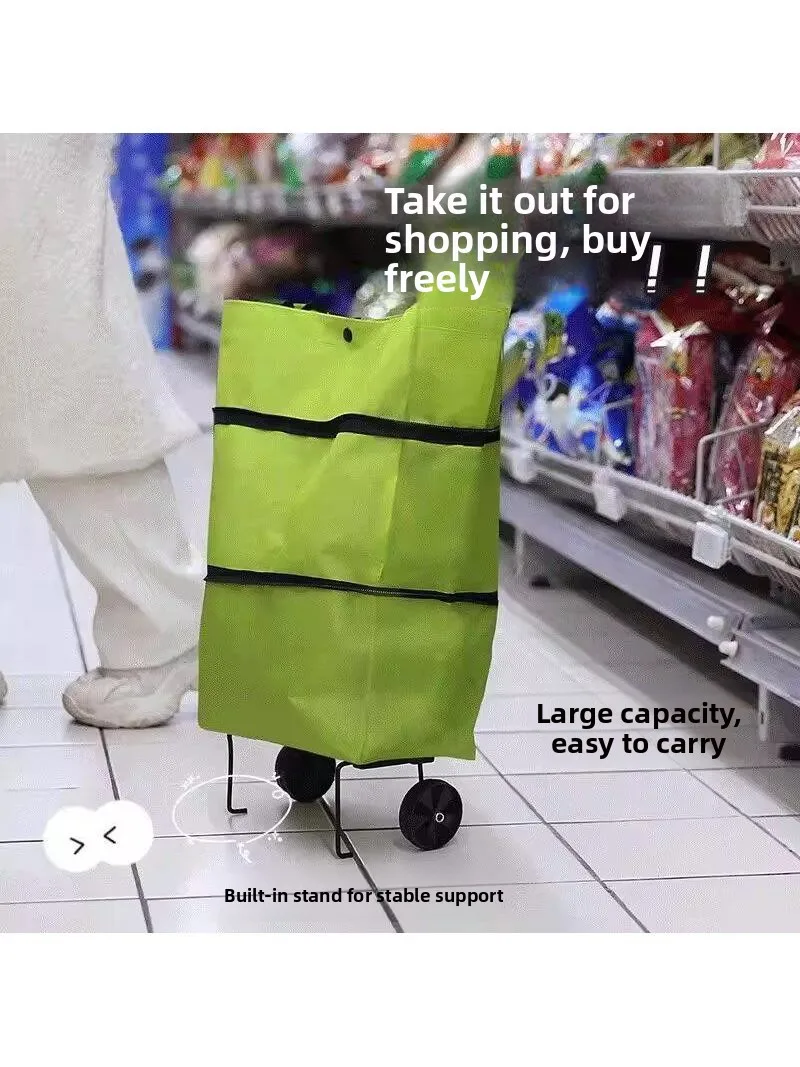 portable-folding-shopping-cart-with-wheels-vegetable-buying-small-trolley-convenient-women's-large-capacity-bag-home-essential
