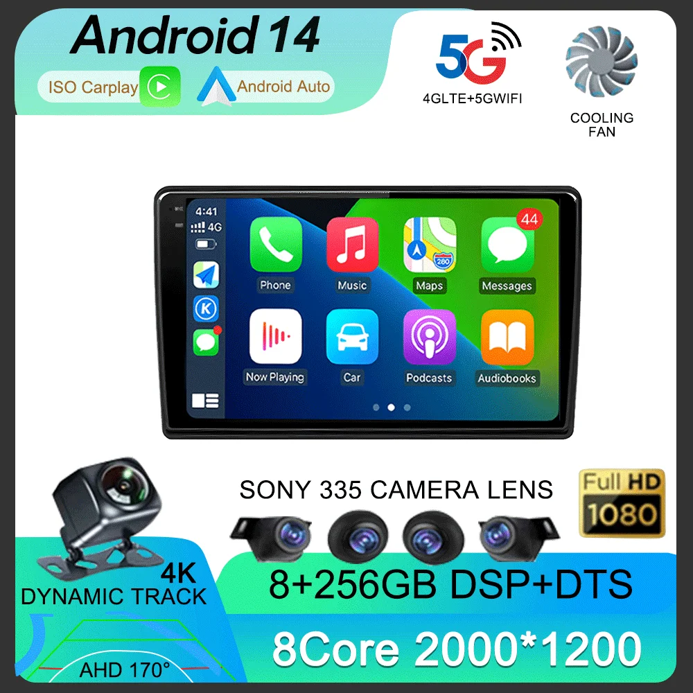 

Android14 Carplay Auto for Ford F150 F250 F350 Fusion Mustang Explorer Edge Focus Multimedia Car Radio Player 4G BT Stereo 2 Din