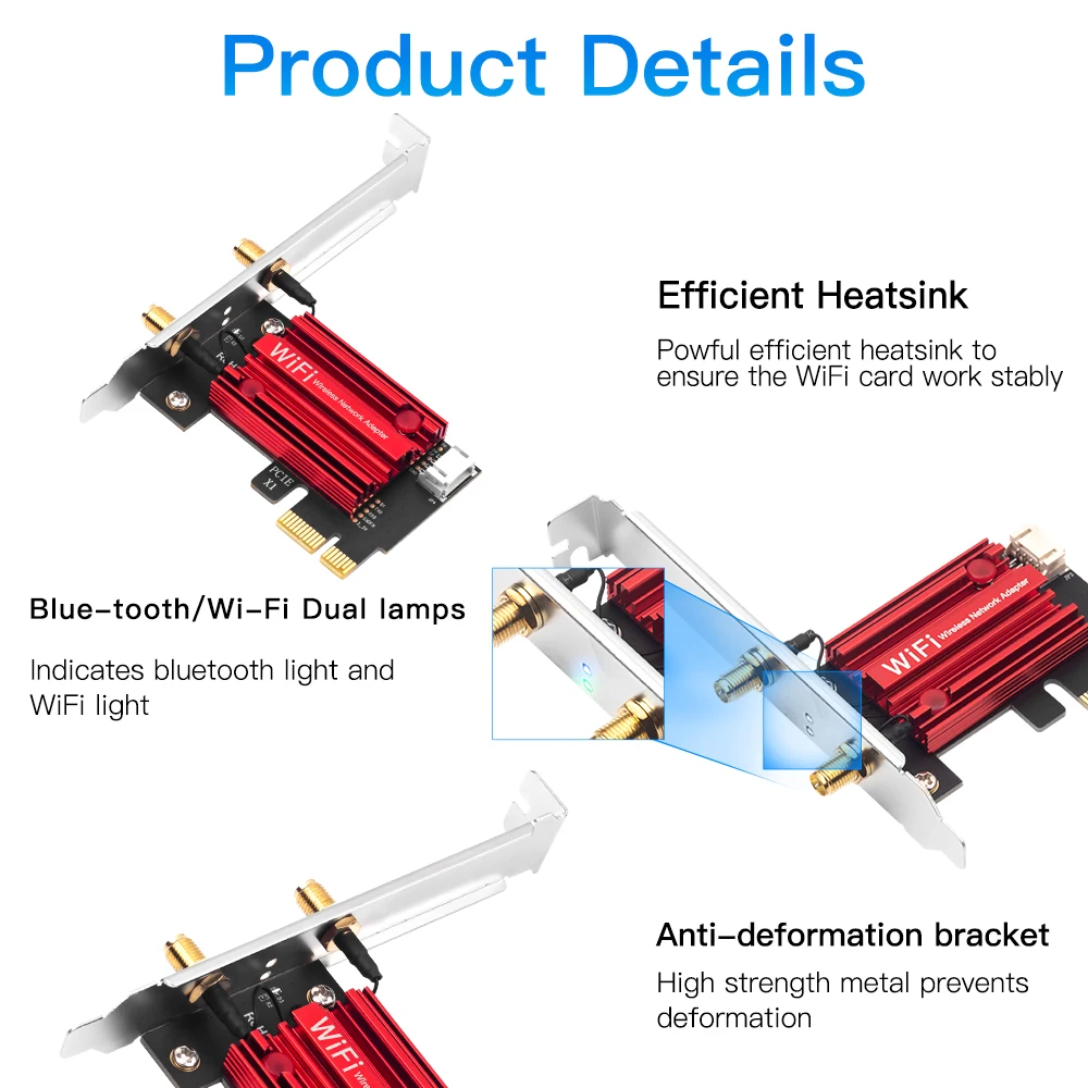 Fenvi wifi 5 pci-eワイヤレスアダプターac1200ネットワークカードデュアルバンド2.4g/5ghz 802.11ac Bluetooth 4.0デスクトップウィンドウ7/8/10/11用