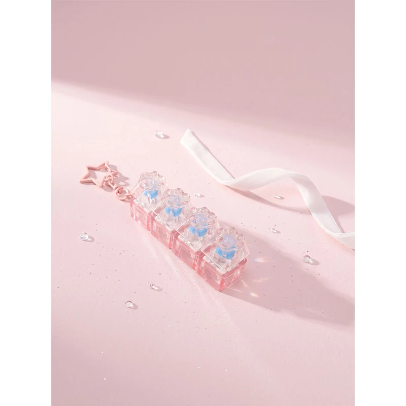 LED Crystal Cat Claw Keyboard Clicker Stress Relieving Sensory Toy Adult Children's Keyboard Keychain Stress Relieving Toy