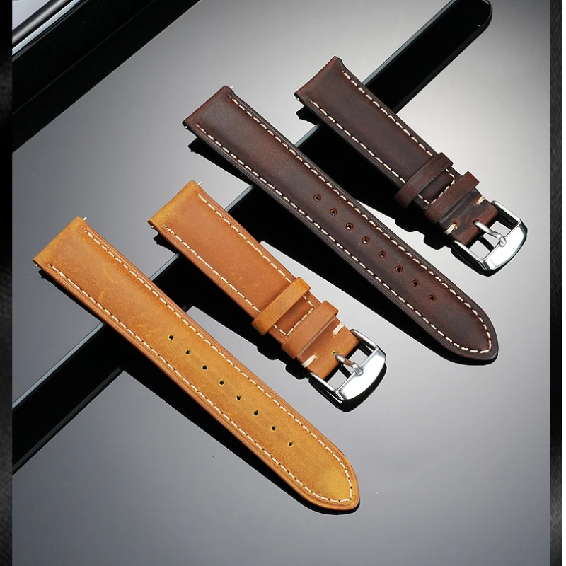 18 20 22 مللي متر الإفراج السريع جلد البقر حزام ل كاسيو لونجين تيسو سايكو المواطن ميدو هاميلتون سيكو الرجال النساء حزام ساعة جلد
