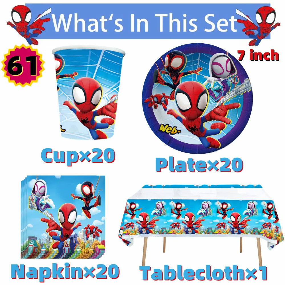 Spidey And His Amazing Friends Party Decorations Spiderman Theme Tableware Balloon Set Superhero Baby Shower Kids Party Supplies