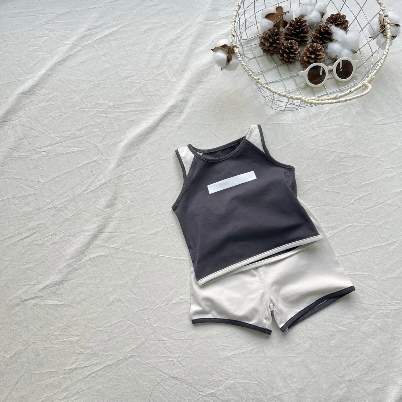 insVest color-blocked suit, new summer suit for men and women, two-piece shorts set, refreshing and breathable for summer