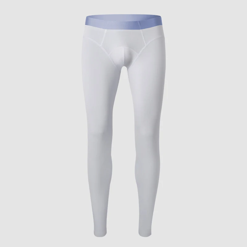 メンズ薄手サーマルレギンス、若い男性向けスリムフィットベースレイヤーパンツ、秋冬用保温パンツ、コットンサーマルパンツ