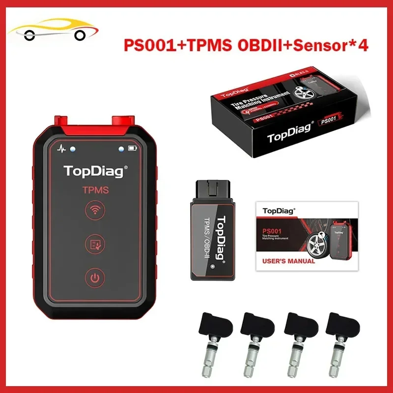 TopDiag PS001 Auto-TPMS-Diagnose-Service-Tool, aktivieren, löschen Sensoren, Programm, TPMS, OBDII-Kit, Reifendruck-Matching-Instrument