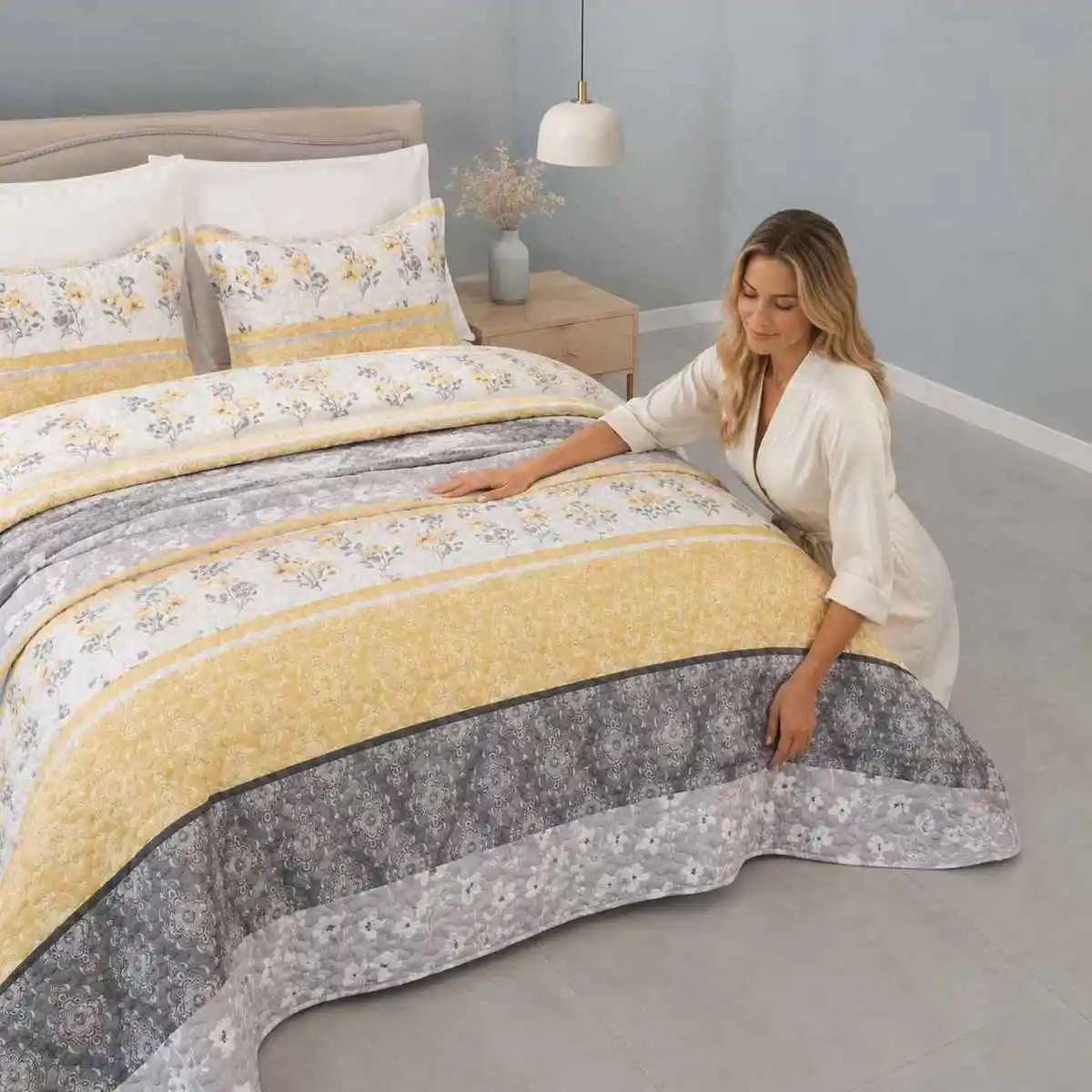 Bed Cover Set Queen Size, universal for 4 seasons (1 bed cover, 1-2 pillowcases), suitable for bedroom, guest room, hotel, etc.