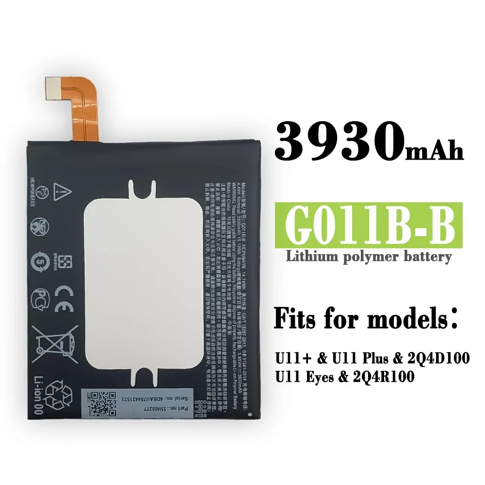 

New Suitable Replacement Battery For HTC U11+Left High-Capacity Primary Cell Phone Battery G011B-B Built-in Electric Board