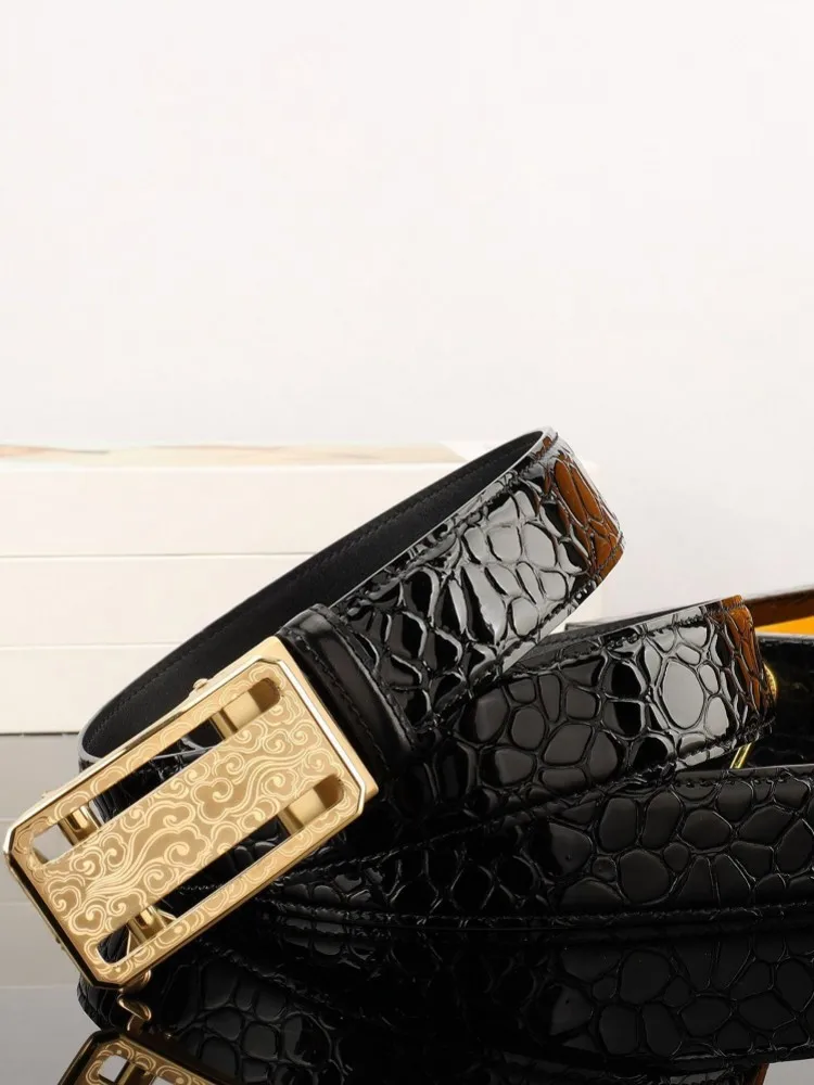 High Quality Fashion Versatile Mens Handmade Smooth Buckle Genuine Leather Belt Waistband Designer Male Strap For Jeans Belts