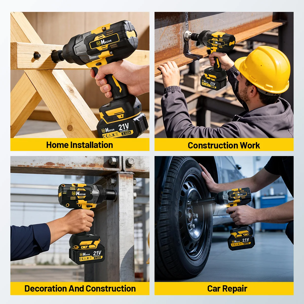 Hecus 2800N.M Brushless Electric Impact Wrench 1/2'' Cordless Wrench Screwdriver Drill Power Tool For Makita 18V Battery Pin