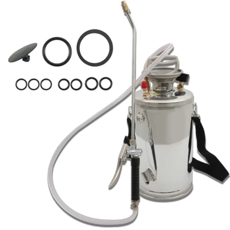 

1.5 Gallon Stainless Steel Sprayer Hand Pump Sprayer with Pressure Gauge Safety Valve Adjustable Nozzle for Gardening Lawn and