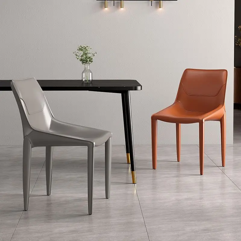 

Saddle, Dining Chair, Light Luxury Backrest Dining Table and Chairs Hotel, Home Chair Italian, Minimalist, Living Room Bedroom