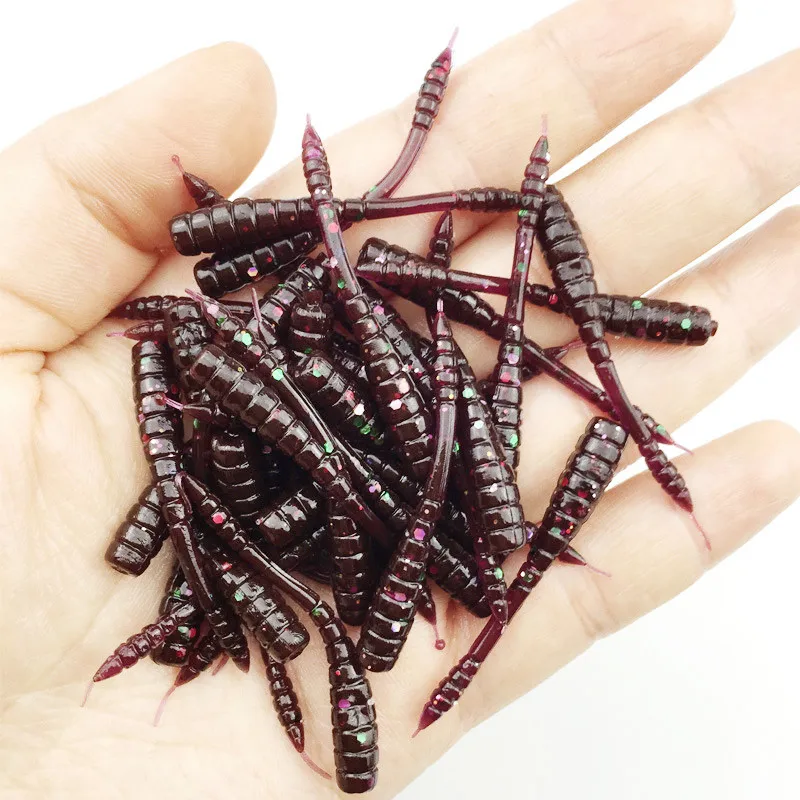 20 PCS Silicone Luya Fishing Soft Bait Fake Bait Earthworms Maggots Fishing Lures Artificial Baits Bass Wobblers Swing Tackle