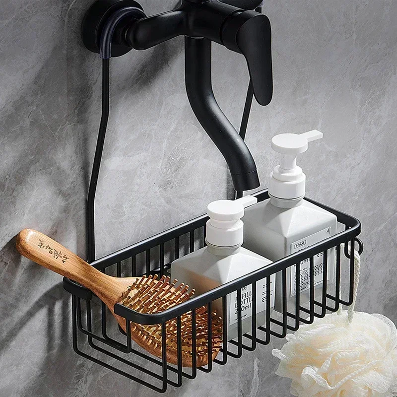 Handige douche-rek met boorloze installatie, badkamer opbergmand voor douche- en badproducten