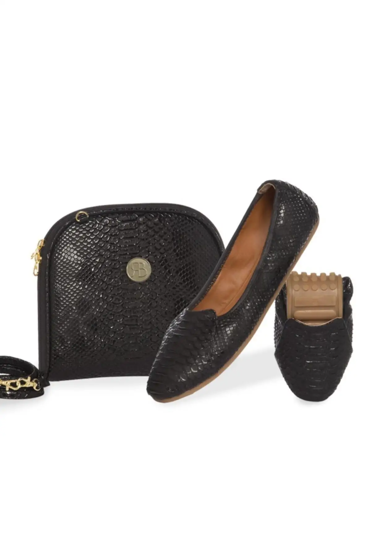 Women's Black Belle Ballerina Shoes Bag Set