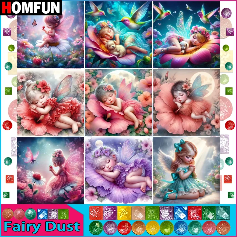 

HOMFUN сказочная пыль алмазная живопись полная квадратная/круглая дрель 5D DIY "Портрет девушка ангел" Алмазная вышивка декор со стразами