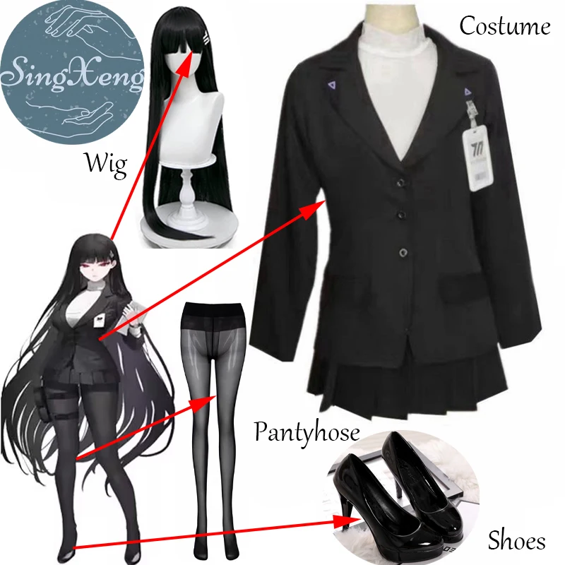 

SingXeng Game Blue Archive Tsukatsuki Rio Cosplay Costume Women Girl JK Uniforms Dress Suit Customize Long Black Wig Halloween