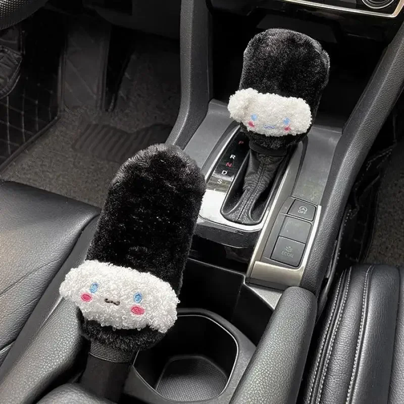 Sanrio Car Gear Lever Handbrake Lever Plush Protective Cover Hello Kitty My Melody Cartoon Warm Car Decoration Accessories Gift
