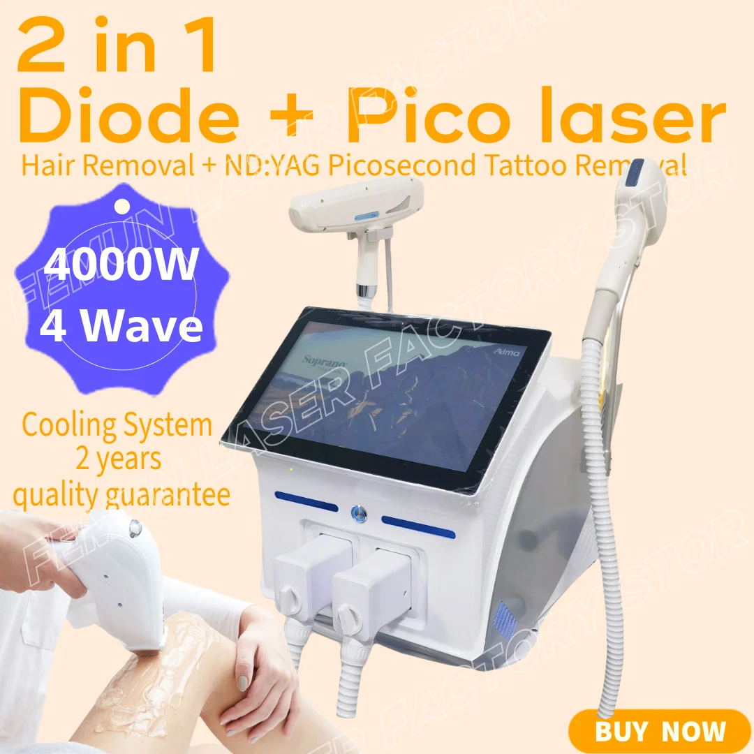 

2 в 1 НОВИНКА 4000 Вт 2025 Сопрано Титан Ice Platinum Диод 755 808 940 1064 нм 4 длины волны Лазерная эпиляция Безболезненная машина