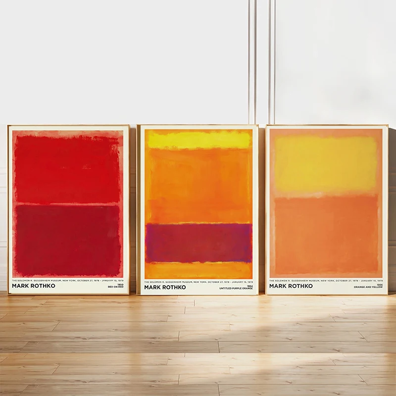 Vintage Minimalist Mark Rothko Canvas Painting Modern Exhibition Poster and Picture Print for Living Room Wall Art Home Decor