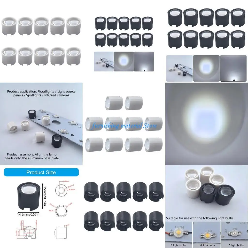

Y5GD LED Lens 1W 3W 5W 10W 14.5mm Waterproof 15 Degree Angles Lens For DIY Washwall Light Lamp Reflector Clear