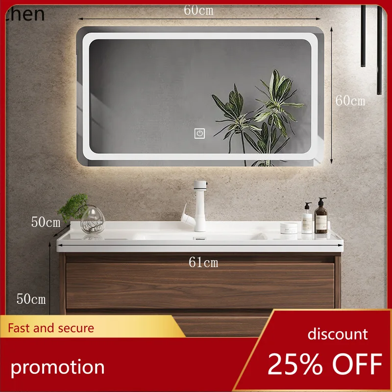 

HXL Walnut Bathroom Cabinet Set with Washbasin Solid Wood