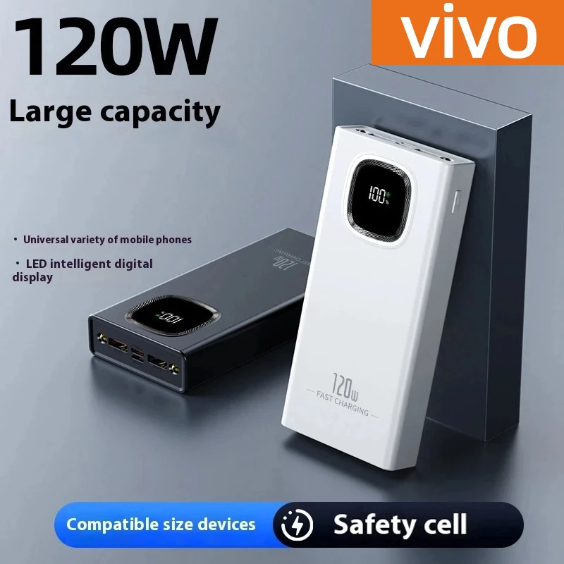 VIVO 200000mAh قوة البنك 120W شحن سريع سعة كبيرة LED شاشة ديجيتال بطارية خارجية محمولة آيفون سامسونج