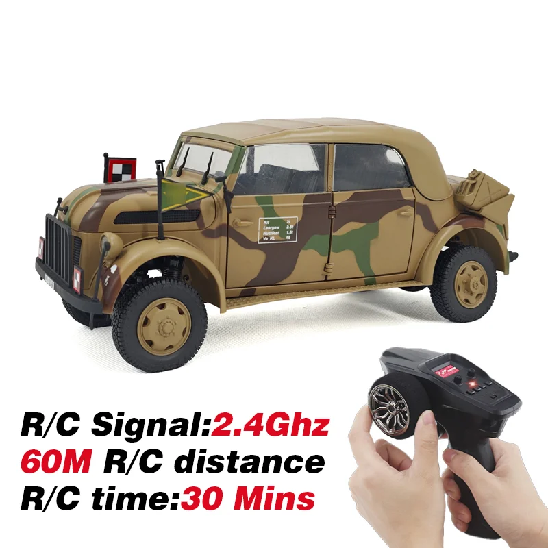 1/18Remote Control Toy Car German Command Vehicle Sound and Light Remote Control Climbing Vehicle Smoke Car Gifts for Adult