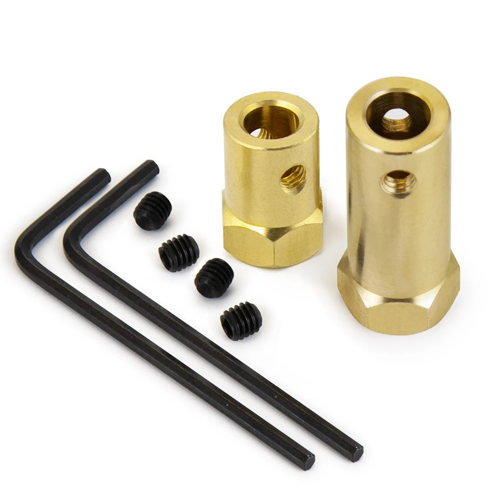 Mibidao latão 7mm eixo hexagonal estendido acoplamento roda pneu conector de transmissão do motor 3/4/5/6/7/8mm para modelo de carro 1/10 rc
