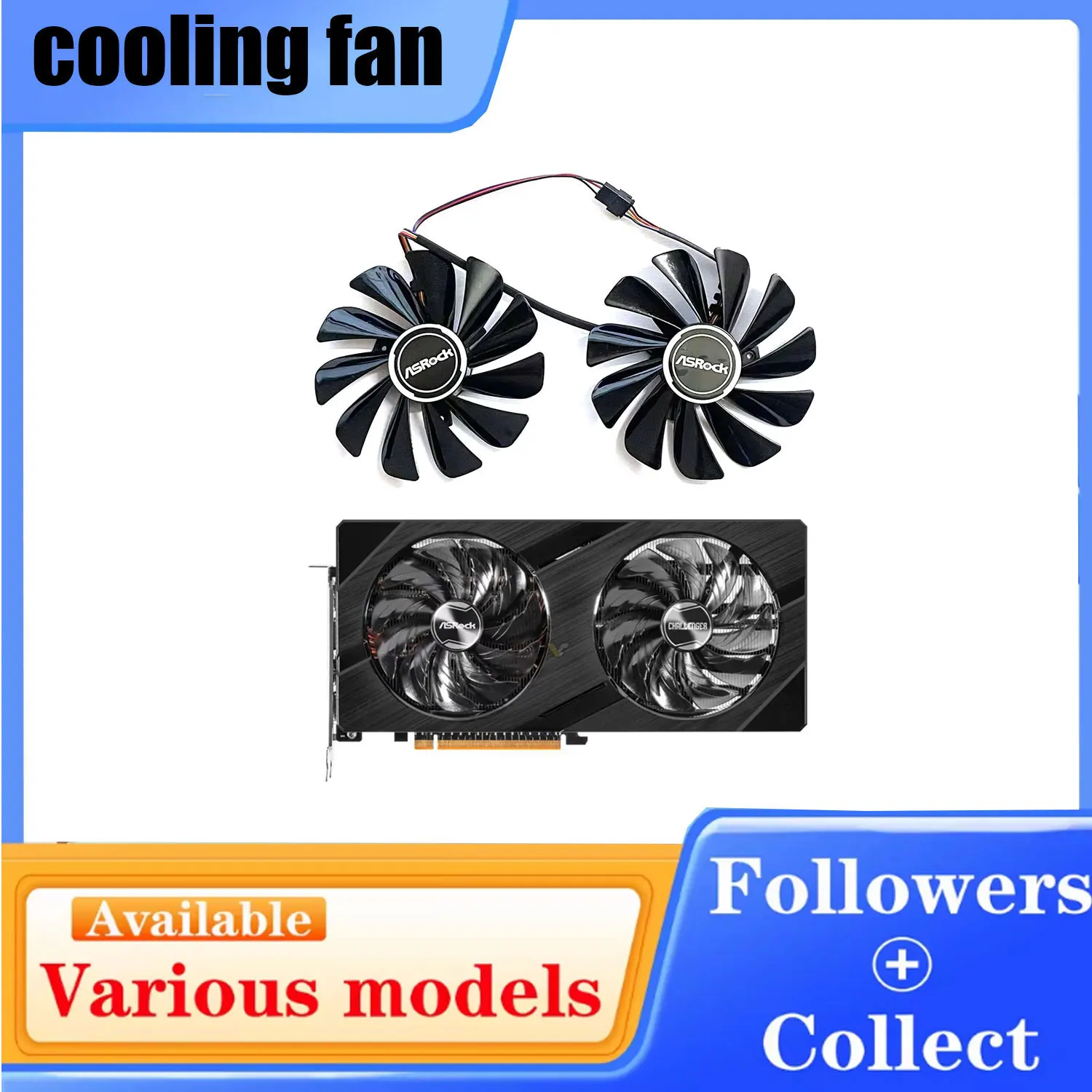 Cooling fan CF1010U12S FDC10U12S9-C 95MM 4PIN GPU fan for ASRock Radeon RX 6700 XT RX 6600 XT RX 6600 graphics card