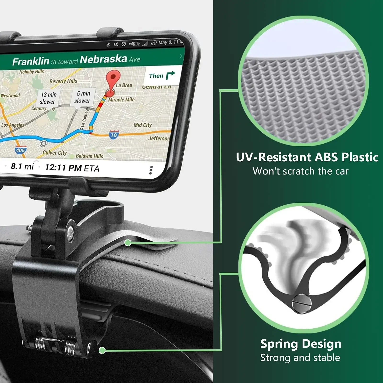 360° Rotation Car Phone Holder Stand Car Dashboard Clip Mount GPS Navigation Universal Bracket For iPhone Samsung Xiaomi Huawei