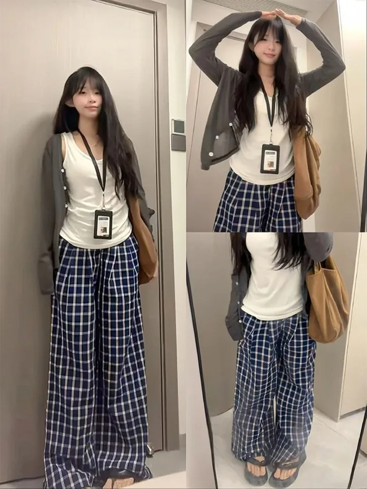 بنطال ذو قصة أرجل واسعة بخصر عالٍ للسيدات صيفي قابل للتنفس وفضفاض مناسب للفتيات الجميلات وحفلات الشاطئ برباط ناعم متجدد الهواء #1