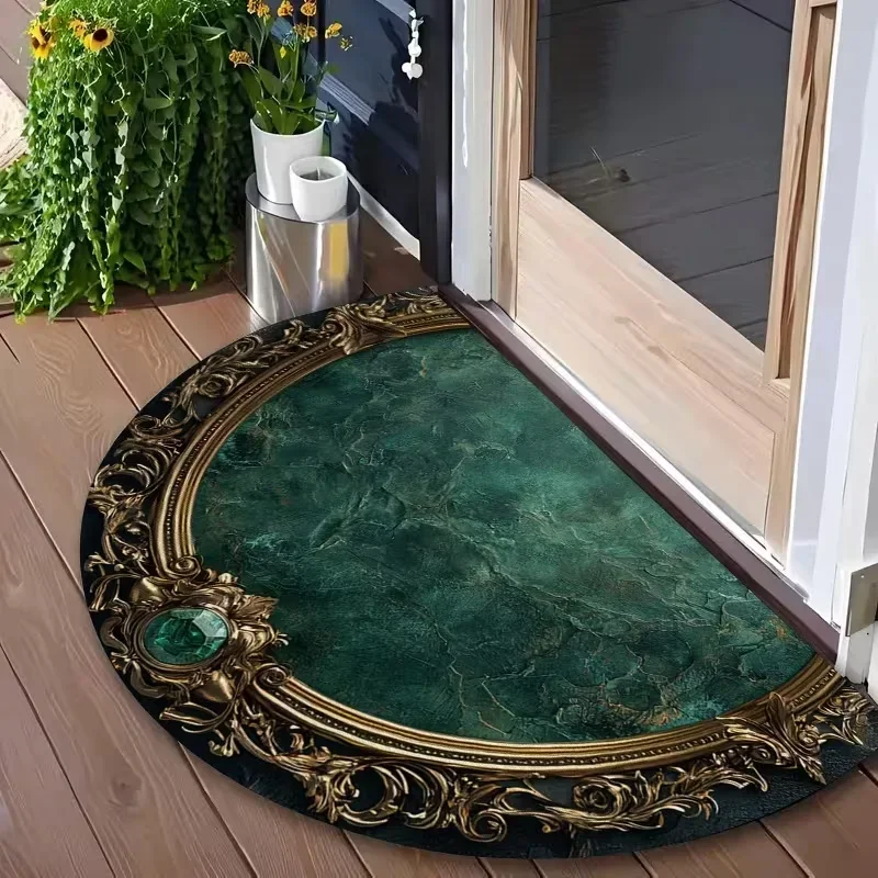 European High End Semi Circular Carpet Vintage Court Style Elegant Carpet Living Room Bedroom Kitchen Entrance Carpet