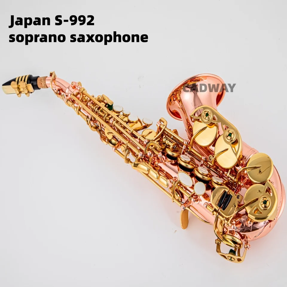 Japan Saxophone Soprano B flat Brass Rose Gold plating Gold Key S